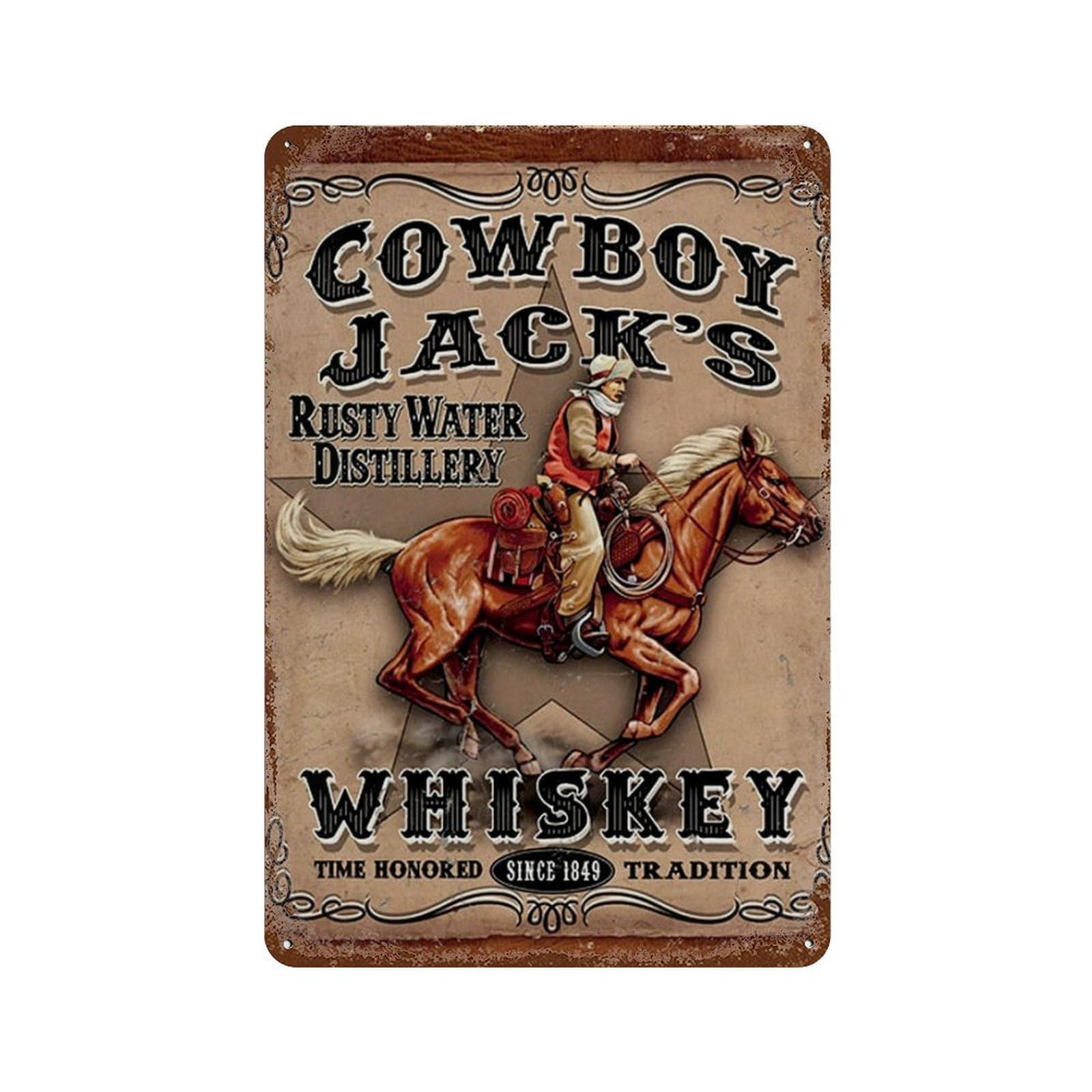 Home Gym Living Room Ideas - Targa in metallo vintage Cowboy Jack;