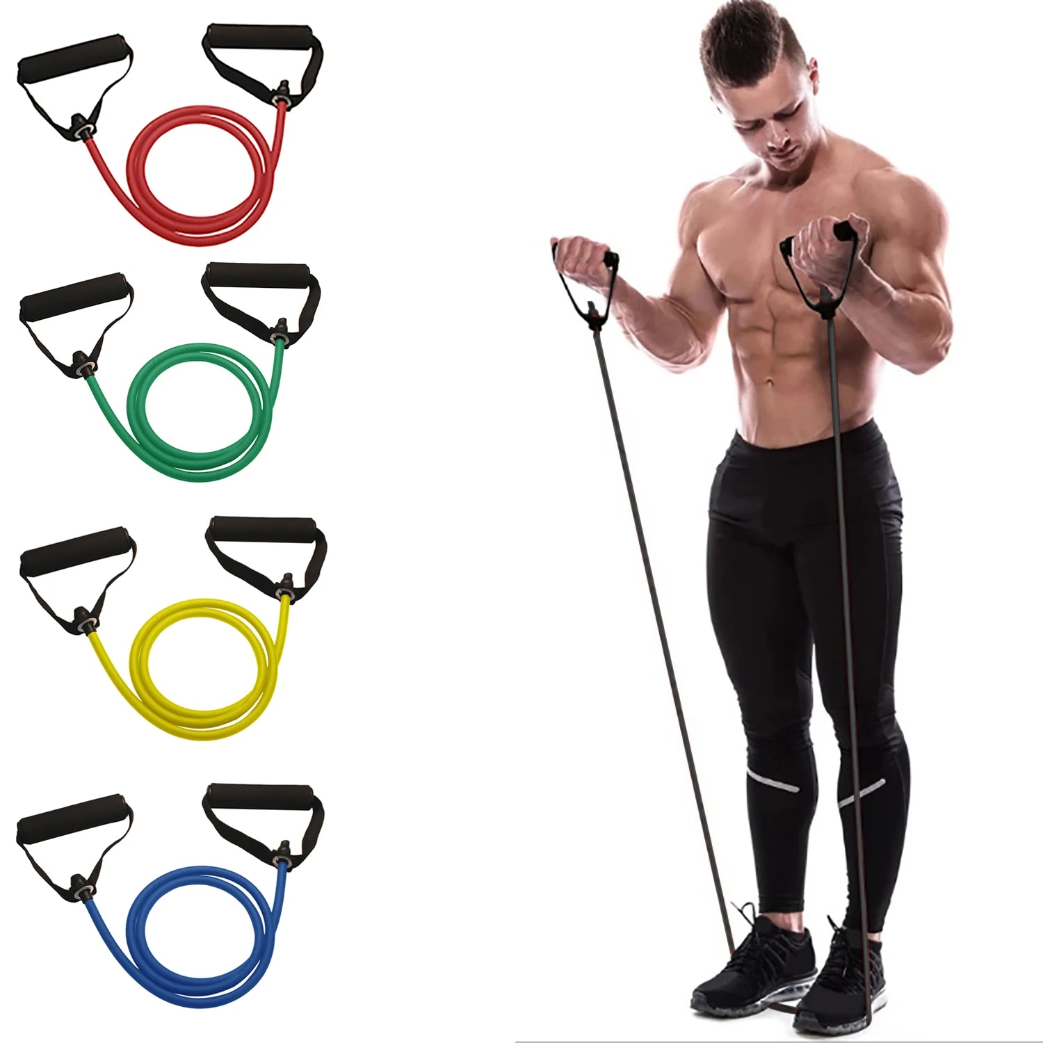 Home Gym Leg Press - Fasce di resistenza con manici, fasce