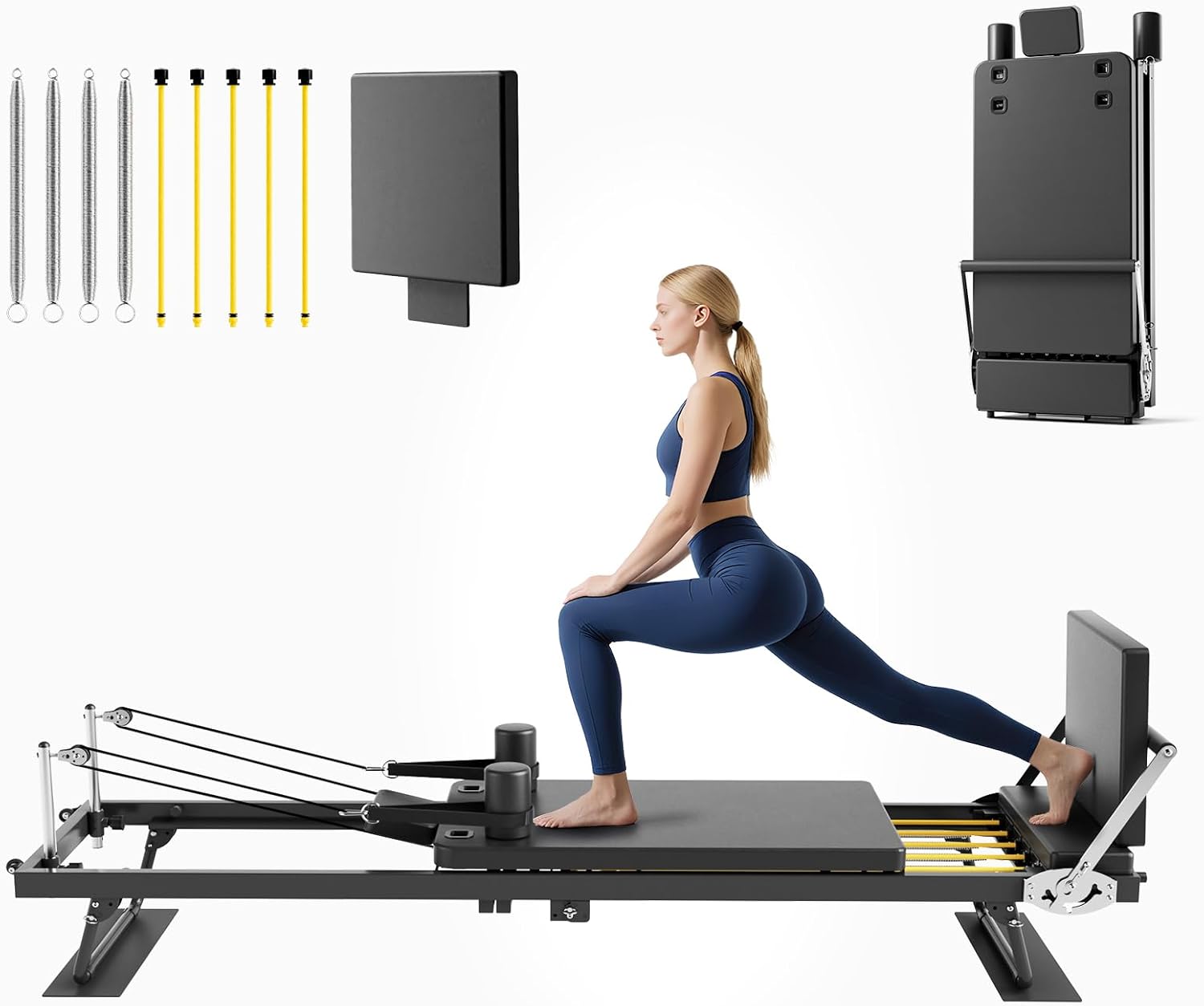 Home Gym Resistance Machine - Macchina Pilates Reformer Pieghevole, Attrezzatura per